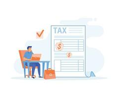 Tax preparation concept, Corporate tax, taxable income, fiscal year, document preparation, payment planning, corporate accountancy, flat vector modern illustration