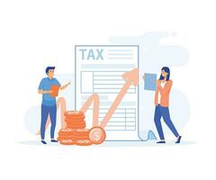 Tax preparation concept, Corporate tax, taxable income, fiscal year, document preparation, payment planning, corporate accountancy, flat vector modern illustration