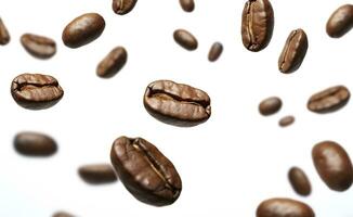 Coffee Bean flying on white background, 3d illustration. Generative AI photo