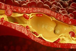 Cholesterol vein artery flow. Generate Ai photo