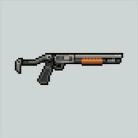 Pixel art Shotgun weapon. Pixelated Shotgun. Shotgun weapon icons background pixelated for the pixel art game and icon for website and video game. old school retro. vector