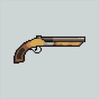 Pixel art Shotgun weapon. Pixelated Shotgun. Shotgun weapon icons background pixelated for the pixel art game and icon for website and video game. old school retro. vector