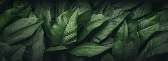 resumen verde hoja textura con naturaleza fondo, tropical hoja. generativo ai foto