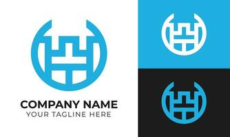 Abstract modern minimal monogram business logo design template Free Vector