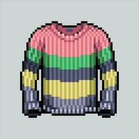 Pixel art Sweater. Pixelated Sweater clothes. Sweater autumn icons background pixelated for the pixel art game and icon for website and video game. old school retro. vector