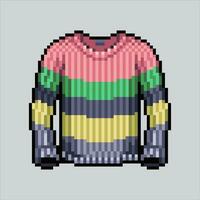 Pixel art Sweater. Pixelated Sweater clothes. Sweater autumn icons background pixelated for the pixel art game and icon for website and video game. old school retro. vector