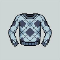 Pixel art Sweater. Pixelated Sweater clothes. Sweater autumn icons background pixelated for the pixel art game and icon for website and video game. old school retro. vector