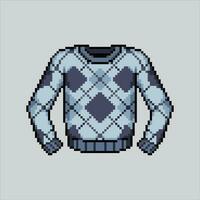 Pixel art Sweater. Pixelated Sweater clothes. Sweater autumn icons background pixelated for the pixel art game and icon for website and video game. old school retro. vector