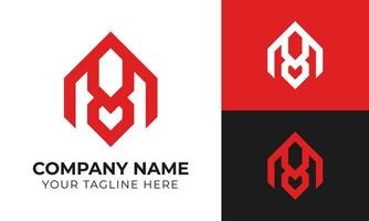 Abstract modern minimal monogram business logo design template for your company Free Vector