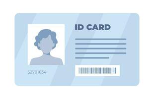 ID card. Personal info data. Identification document with person photo. User or profile card. Driver's license. Flat style. Vector illustration.