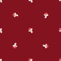 Amanita mushroom seamless pattern. Fly-agaric muscaria silhouettes wallpaper. Autumn season retro style textile print. Simple botanical background. Minimal design organic backdrop. vector