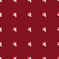 Amanita mushroom seamless pattern. Fly-agaric muscaria silhouettes wallpaper. Autumn season retro style textile print. Simple botanical background. Minimal design organic backdrop. vector