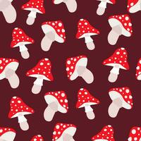 amanita seta sin costura modelo. Amanita muscaria muscaria siluetas fondo de pantalla. otoño temporada retro estilo textil impresión. sencillo botánico antecedentes. mínimo diseño orgánico fondo. vector