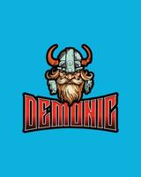 Demonic Shield, Red Horns Under a Blue Sky vector