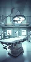 Modern equipment in operating room. Medical devices for neurosurgery. AI Generative photo