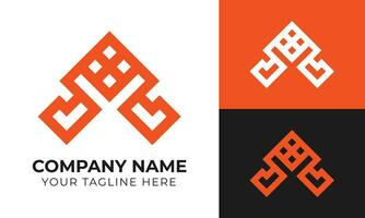 Modern minimal monogram business logo design template for your company Free Vector