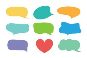 Speech bubble, Comic dialog callout, talk phrases clouds, set of colorful shapes icon with chat message, vector illustration.