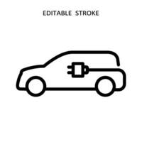 Electric car icon. Hybrid vehicle pictogram. Line electric car vector