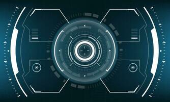 HUD sci-fi interface screen view white geometric on blue design virtual reality futuristic technology creative display vector