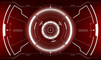 HUD sci-fi interface screen view white geometric on red design virtual reality futuristic technology creative display vector