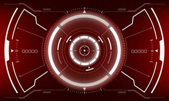 HUD sci-fi interface screen view white geometric on red design virtual reality futuristic technology creative display vector