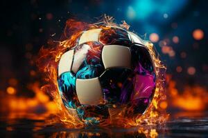 Abstract soccer backdrop with gradient hues creates captivating visual energy AI Generated photo