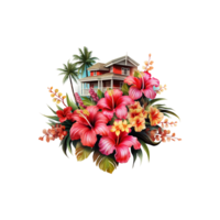 Watercolor tropical flower  ai generated png