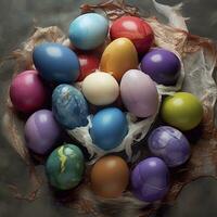 Pascua de Resurrección de colores huevos, generar ai foto