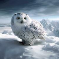 owl on a winter snow background. Generative AI photo