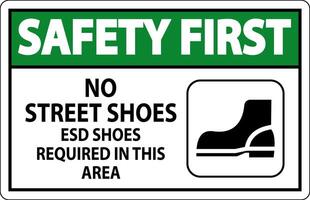 Safety First Sign No Street Shoes, ESD Shoes Required In This Area vector