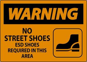 Warning Sign No Street Shoes, ESD Shoes Required In This Area vector