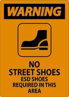 Warning Sign No Street Shoes, ESD Shoes Required In This Area vector