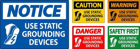 Caution Sign Use Static Grounding Devices vector