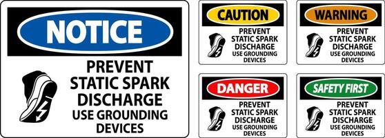 Caution Sign Prevent Static Spark Discharge, Use Grounding Devices vector