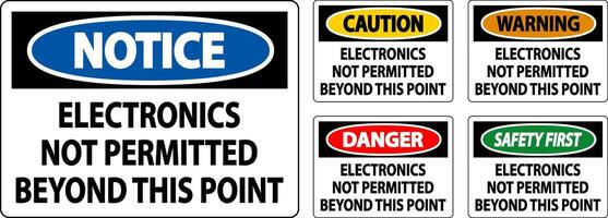 Notice Sign Electronics Not Permitted Beyond This Point vector