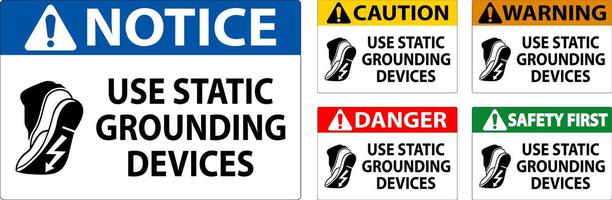 Caution Sign Use Static Grounding Devices vector