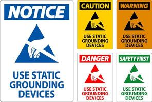 Caution Sign Use Static Grounding Devices vector