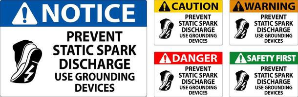 Caution Sign Prevent Static Spark Discharge, Use Grounding Devices vector