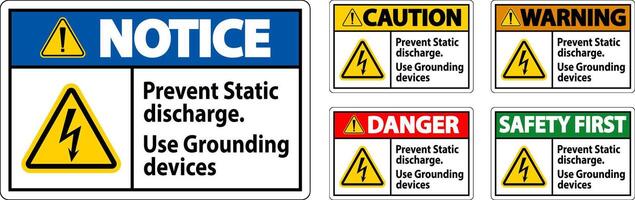 Caution Sign Prevent Static Discharge, Use Grounding Devices vector