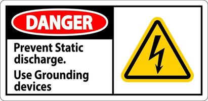 Danger Sign Prevent Static Discharge, Use Grounding Devices vector