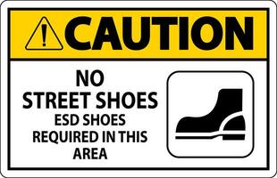 Caution Sign No Street Shoes, ESD Shoes Required In This Area vector