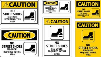 Caution Sign No Street Shoes, ESD Shoes Required In This Area vector