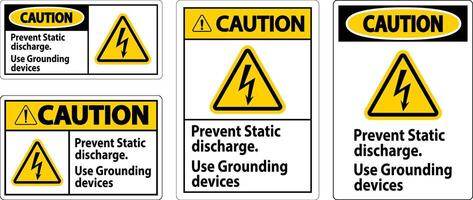 Caution Sign Prevent Static Discharge, Use Grounding Devices vector