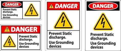 Danger Sign Prevent Static Discharge, Use Grounding Devices vector