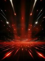 Ai generative Backdrop With Illumination Of Red Spotlights For Flyers realistic image ultra hd high design photo