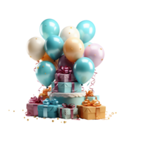 Happy Birthday, Happy Birthday Png, Happy Birthday Cake, Happy Birthday Balloon, Transparent Background, AI Generative png