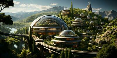 Futuristic green city architecture photo