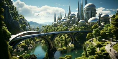 Futuristic green city architecture photo