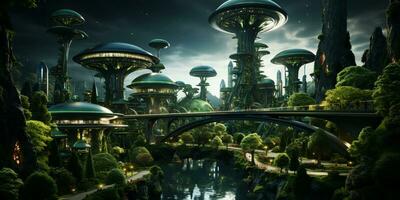 Futuristic green city architecture photo