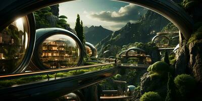 Futuristic green city architecture photo